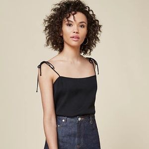 Reformation Highland Top Black Tie Shoulder S